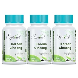 sprowt korean red ginseng 1000mg capsules  performance enhancer supplement for men  supports brain function boosts immunity energy amp focus  100 capsules  pack of 2