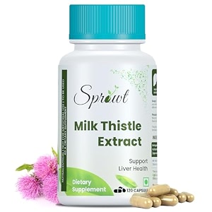 sprowt milk thistle extract with 800mg of silybum marianum detox supplement for men and women for healthy liver  boost metabolism and maintain cholesterol level - 120 vegetarian capsules