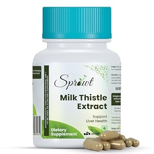 sprowt milk thistle extract with 800mg of silybum marianum detox supplement for men and women for healthy liver  boost metabolism and maintain cholesterol level - 30 vegetarian capsules
