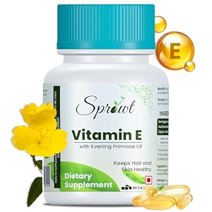 sprowt vitamin e capsules for face and hair with evening primrose antioxidant support and immunity enhancer controls wrinkling skin roughness pack of 1