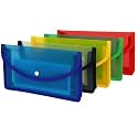SPS Cheque Folder, Transparent Poly-Plastic Cheque Documents File Storage Bag with Snap Button Set of 5/Cheque Size File Folder