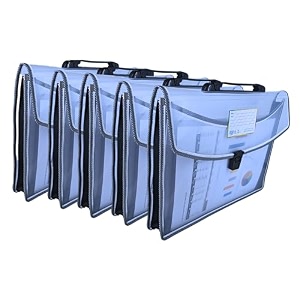 sps file folder with carrying handle transparent poly-plastic a4foolscap documents file storage bag with buckle closure set of 3 black - with carrying handle