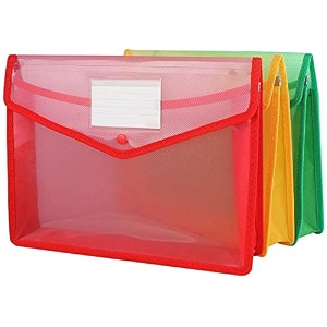 sps file folder transparent poly-plastic a4foolscap documents file storage bag with snap button set of 3