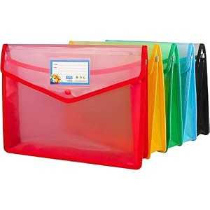 sps file folder transparent poly-plastic a4foolscap documents file storage bag with snap button set of 5 certificate file folder