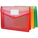 SPS File Folder, Transparent Poly-Plastic A4/Foolscap Documents File Storage Bag with Snap Button, Set of 3