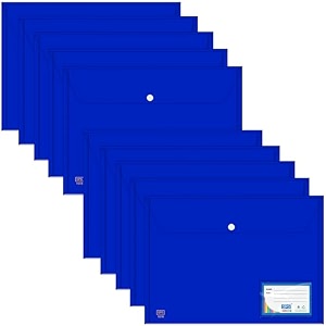 sps file folder blue transparent poly-plastic a4foolscap documents file storage bag with snap button set of 10certificate file folder pack of 10 - blue