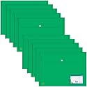 SPS File Folder, Green Transparent Poly-Plastic A4/Foolscap Documents File Storage Bag with Snap Button Set of 10/Certificate File Folder (Pack of 10) - Green
