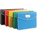 SPS File Folder, Opaque Poly-Plastic A4/Foolscap Documents File Storage Bag with Snap Button, Set of 5 (Multicolor)