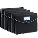 SPS File Folder, Opaque Poly-Plastic A4/Foolscap Documents File Storage Bag with Snap Button, Set of 5 (Black)