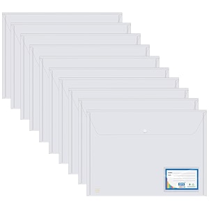 sps file folder transparent poly-plastic a4foolscap documents file storage bag with snap button set of 10certificate file folder pack of 10