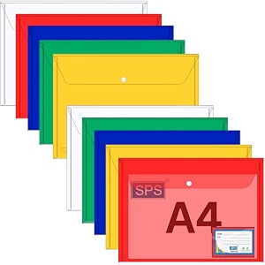 sps file foldertransparent poly-plastic a4foolscap documents file storage bag with snap button set of 10certificate file folder pack of 10 - mix