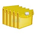 SPS File Folder, Transparent Poly-Plastic A4/Foolscap Documents File Storage Bag with Snap Button, Set of 5 (Yellow)