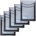 SPS File Folder, Transparent Poly-Plastic A4/Foolscap Documents File Storage Bag with Snap Button Set of 5/Certificate File Folder (Vertical, Black, Pack of 5)