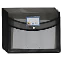 SPS File Folder, Transparent Poly-Plastic A4/Foolscap Documents File Storage Bag with Snap Button, Set of 5 (Smoke Black)