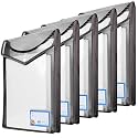 SPS File Folder, Vertical Poly-Plastic A4/Foolscap Transparent Documents File Storage Bag with Snap Button Set of 5/Certificate File Folder (Vertical, Black, Pack of 5)