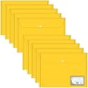 SPS File Folder, Yellow Transparent Poly-Plastic A4/Foolscap Documents File Storage Bag with Snap Button Set of 10/Certificate File Folder (Pack of 10) - Yellow
