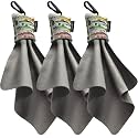 SPUDZ Ultra Microfiber Lens Cleaner with Closeable Bottom – Clip-On Pouch, Washable – for Binoculars, Scopes, Glasses, Screens | Ultra Four Trout, 6 x 6 Inch (3-Pack)