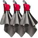 SPUDZ Ultra Microfiber Lens Cleaner with Closeable Bottom – Clip-On Pouch, Washable – for Binoculars, Scopes, Glasses, Screens | Ultra Red, 6 x 6 Inch (3-Pack)