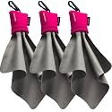 SPUDZ Ultra Microfiber Lens Cleaner with Closeable Bottom – Clip-On Pouch, Washable – for Binoculars, Scopes, Glasses, Screens | Ultra Pink, 6 x 6 Inch (3-Pack)