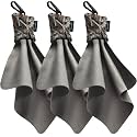 SPUDZ Ultra Microfiber Lens Cleaner with Closeable Bottom – Clip-On Pouch, Washable – for Binoculars, Scopes, Glasses, Screens | Ultra Vanish Tan, 6 x 6 Inch (3-Pack)
