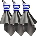 SPUDZ Ultra Microfiber Lens Cleaner with Closeable Bottom – Clip-On Pouch, Washable – for Binoculars, Scopes, Glasses, Screens | Ultra Navy Stripes, 6 x 6 Inch (3-Pack)