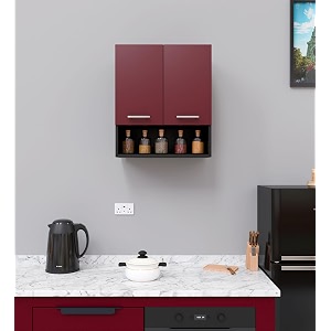 spyder home decore engineered wood 2 door 125 modern kitchen cabinet -transform your space with ample storagechic style for effortless cookingcolor-black amp burgundy assembly-diy do-it-yourself