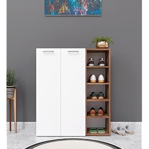 spyder craft 2 door claire modern shoe rack -transform your space with ample storagechic style footwear stand organizer for hall entrywaycolor-noce lyon amp white asian