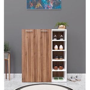 spyder craft 2 door claire modern shoe rack -transform your space with ample storagechic style footwear stand organizer for hall entrywaycolor-white amp noce lyon assembly-diy do-it-yourself