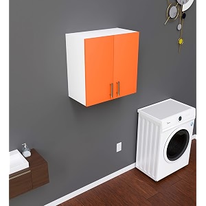 spyder craft 2 door olive modern kitchen cabinet -transform your space with ample storagechic style amp easy organization for effortless cookingcolor-white amp orange assembly-diy do-it-yourself