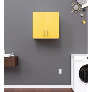 spyder craft 2 door olive modern kitchen cabinet -transform your space with ample storagechic style amp easy organization for effortless cookingcolor-white amp yellow assembly-diy do-it-yourself
