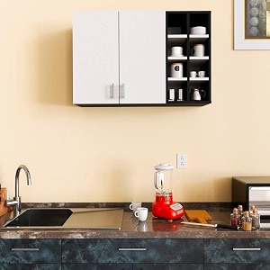 spyder craft cryston modern kitchen cabinet -transform your space with ample storagechic style amp easy organization for effortless cooking color whiteamp black assembly-diy do-it-yourself