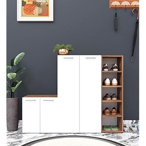 spyder craft 4 door louis modern shoe rack -transform your space with ample storagechic style footwear stand organizer for hall entrywaycolor-noce lyon amp white