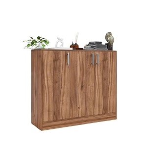 spyder craft shoe cabinet with storage - shinx storage organizer with doors side cupboard for shoe hallway kitchen living room office color - wood brown 1 year warrantyeasy to assemble