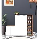 Spyder Craft 4 Door Louis Modern Shoe Rack -Transform Your Space with Ample Storage,Chic Style Footwear Stand Organizer for Hall, Entryway|Color:-Noce Lyon &amp; White