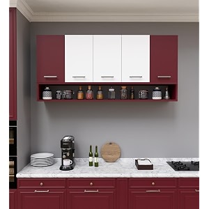 spyder craft 5 door merlin modern kitchen cabinet transform your space with ample storagechic style amp easy organization for effortless cookingcolor-burgundy amp white assembly-diy do-it-yourself