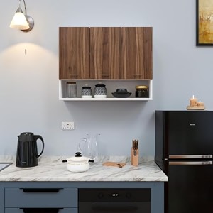 spyder craft wall mounted matte finish 3 door blitz multipurpose cabinet for office hall kitchen  cabinet for kitchen  living room color- white noce lyon - easy to assemble -1 year warranty