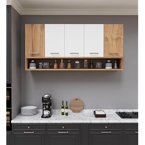 spyder craft 5 door matte finish merlin kitchen cabinet for officehall kitchen wall mounted cabinet for kitchen living room color-canyon oak amp white assembly-diy do-it-yourself