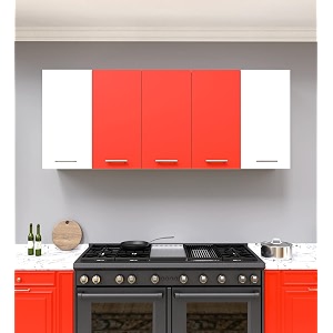 spyder craft 5 door matte finish matrix kitchen cabinet for officehall kitchen wall mounted cabinet for kitchen living room color- white amp red assembly-diy do-it-yourself