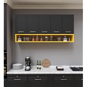 spyder craft 5 door matte finish merlin kitchen cabinet for officehall kitchen wall mounted cabinet for kitchen living room color- all black amp yellow assembly-diy do-it-yourself