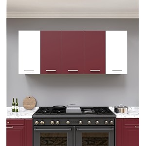 spyder home decore engineered wood 5 door matte finish matrix kitchen cabinet for office hall living room - wall mounted white amp burgundy - assembly-diy