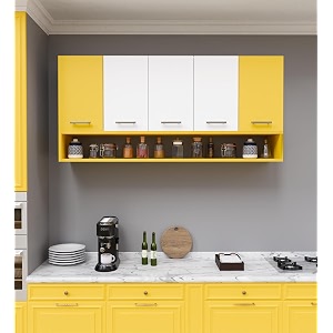spyder craft 5 door merlin modern kitchen cabinet -transform your space with ample storagechic style amp easy organization for effortless cooking color-yellow amp white assembly-diy do-it-yourself