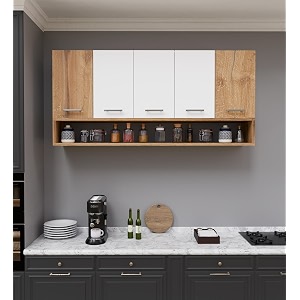 spyder craft 5 door matte finish merlin kitchen cabinet for officehall kitchen wall mounted cabinet for kitchen living room color-canyon oak amp white assembly-diy do-it-yourself