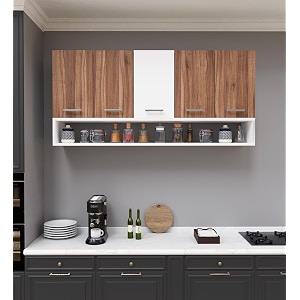 spyder craft merlin modern kitchen cabinet -transform your space with ample storagechic style amp easy organization for effortless cooking color-noce lyon amp white assembly-diy do-it-yourself