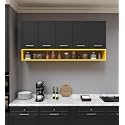 Spyder Craft 5 Door Matte Finish Merlin Kitchen Cabinet for Office|Hall |Kitchen Wall Mounted Cabinet for Kitchen |Living Room| Color:- All Black &amp; Yellow|| Assembly-DIY (Do-It-Yourself)