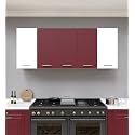 Spyder Home Decore Engineered Wood 5 Door Matte Finish Matrix Kitchen Cabinet for Office, Hall, Living Room - Wall Mounted, White &amp; Burgundy - Assembly-DIY