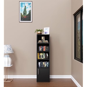 spyder craft adeline engineered wood bookshelf multipurpose home decor storage rack showcase organizer for living room kitchen bedroom office color - black
