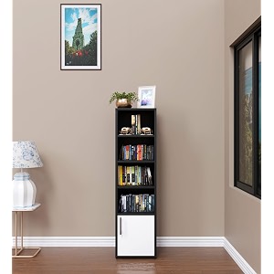 spyder craft adeline engineered wood bookshelf multipurpose home decor storage rack showcase organizer for living room kitchen bedroom office color - black amp white