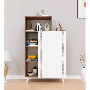 spyder craft amanda modern engineered wood bookshelf multipurpose home decor storage rack showcase organizer for living room bedroom office color - wood brown