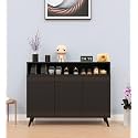 Spyder Craft Amber Engineered Wood Multipurpose Shoe Rack with Door Multi-Layer Storage Organizer Shelf Free Standing Stand Entryway Rack Cabinets Color Black