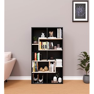 spyder craft beni modern simple engineered wood book shelf for living room kids room book storage book case study room furniture color-walnut light- black